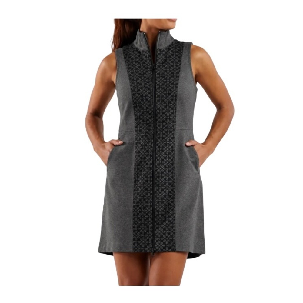 Title Nine Womens S Gray Black Passport Zip Front Geometric A Line Dress